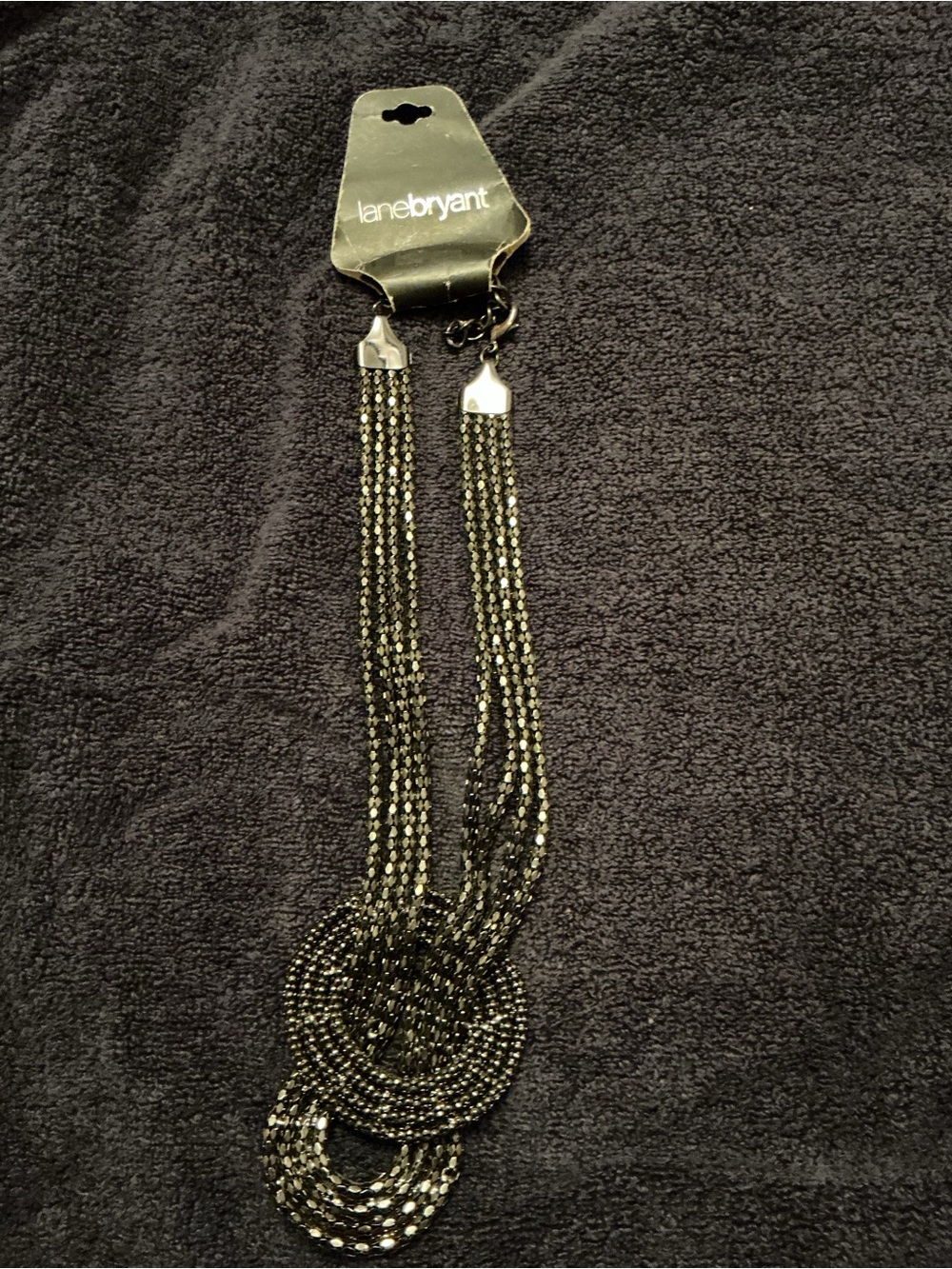 Lane Bryant Black Multi-Strand Knotted Bead Necklace